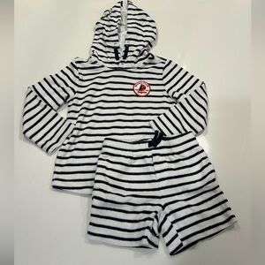 Janie and Jack Navy and White Striped Short Set